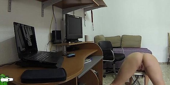 fucked in the office and this babe swallowed it all