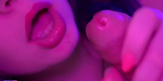 gentle close up blowjob with cum in mouth
