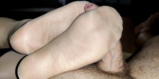 nylon footjob and short double penetration sequence