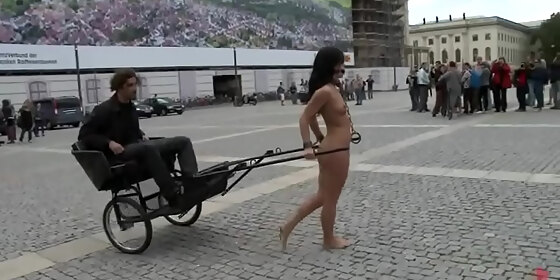 romanian slut pulling chariot in public