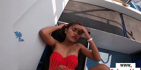 skinny amateur thai teen cherry fucked on a boat by a big european cock