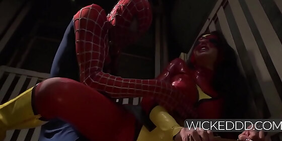 busty spiderwoman hooks up with spiderman