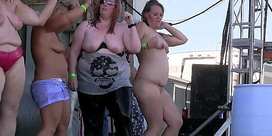 milfy sweethearts with large ole pantoons undressing down in an iowa biker rally