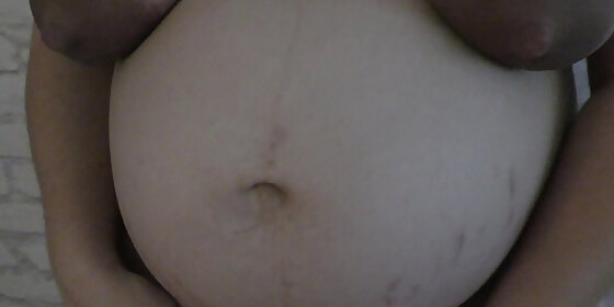 pervert stepson touching her pregnant stepmom big lactating boobs and big pregnant belly while while both home alone milky mari