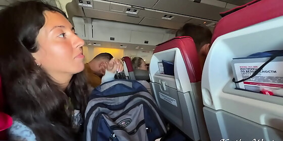 risky extreme public blowjob on plane