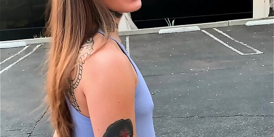 tattooed skater girl vanessa vega in skateboarding and squirting in public