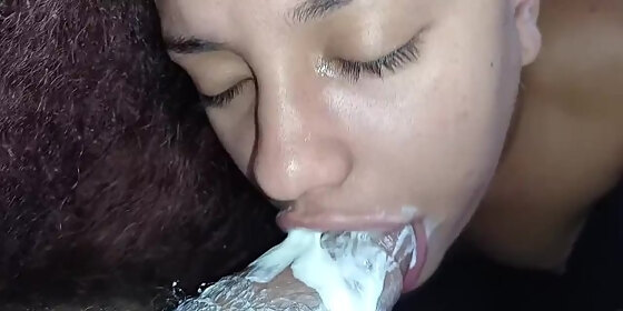 she sucks my creampie smeared cock until i ejaculate again with her big mouth to the hilt