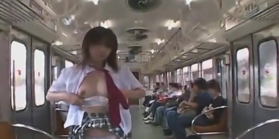 subtitled reluctant asian exhibitionist on train