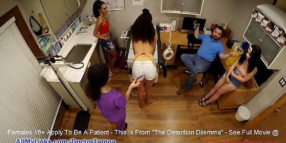 flunkies lenna lux angelica cruz reina get summer physical by nurse lilith rose while teacher watches girlsgonegynocom