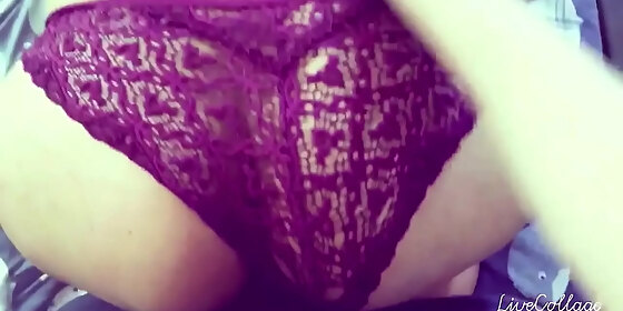 fucking my wife doggy style with her panties on