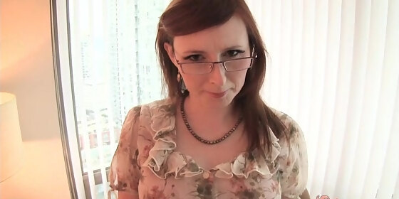 hot secretary ellinude in glasses strips at home