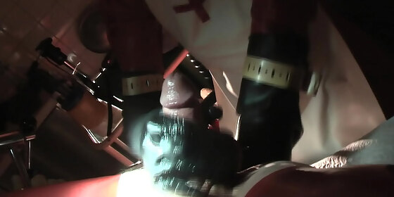 rubbernurse agnes clinic red nurse dress with white apron intensified colon fist fucking and final milking of the sperm cream