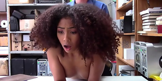 ebony teen agrees to suck officer s dick after he scare her with jail time fuckthief