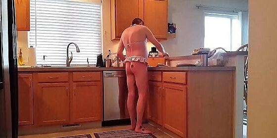 sissy bitch jeffrey making dinner