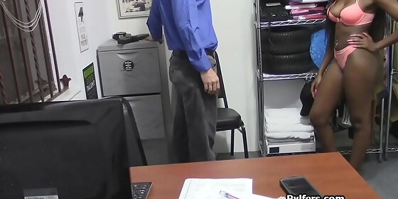 cctv catches as sexy black thief gets punished at the office