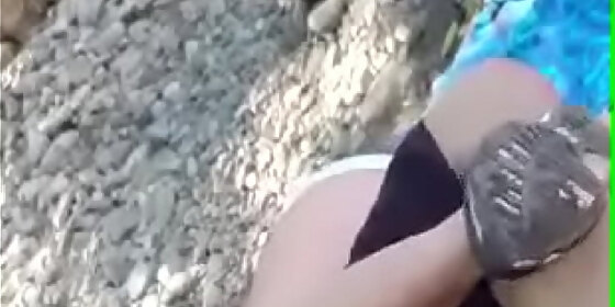blow job and finger fucking mature blonde at the river