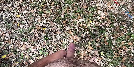 dirty talking outdoors then cumming outdoors naked