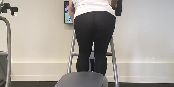big ass in tight see through pants at the gym