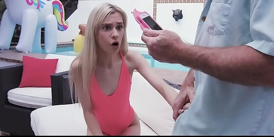 naughty teen fucks stepgrandpa after he sees her naked pics