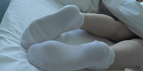 enticing mistress legs in white socks greets the morning