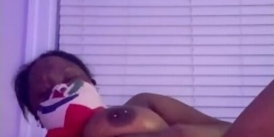 ebony rubs huge pierced tits clit till she orgasms asmr moaning