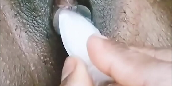 indian girlfriend has an icecube on her clit and moans
