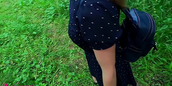 student girl jerks off and sucks dick to classmate in a public park pov nata sweet