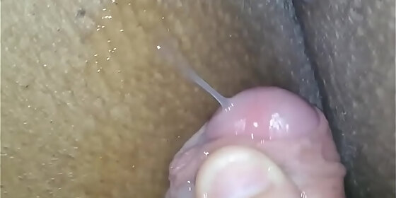 juicy lucy sticks a cum covered cock into her wet black pussy