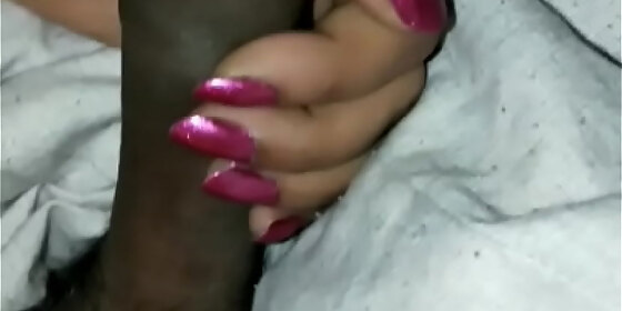 desi indian bhabhi handjob in pink nails