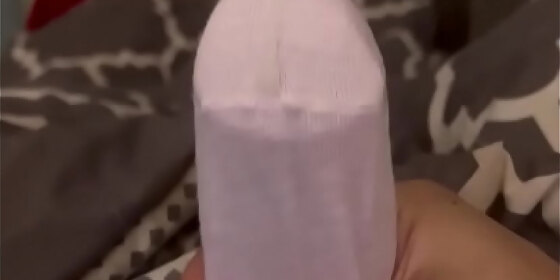 cum in a pink sock