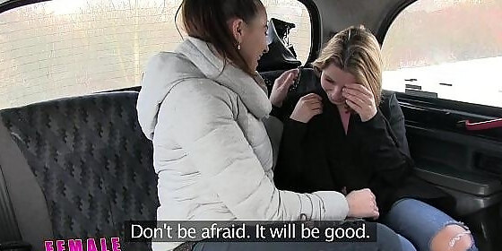 female fake taxi skinny hawt czech lesbos with saluting mounds have belt on enjoyment in cab